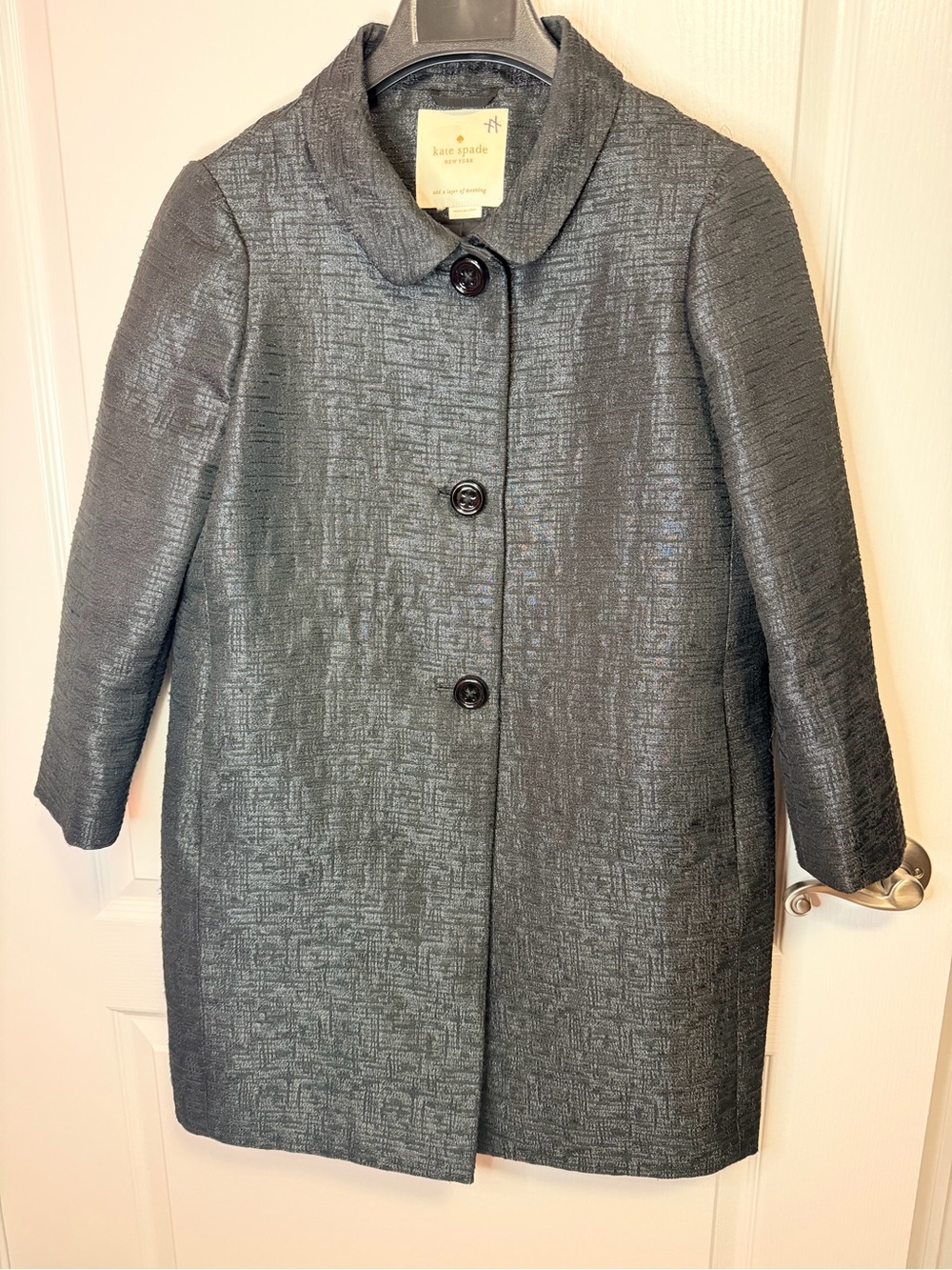 kate spade Textured Charcoal Three-Button Pea Coat